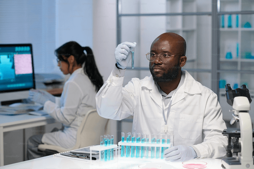 Lab technician working with samples