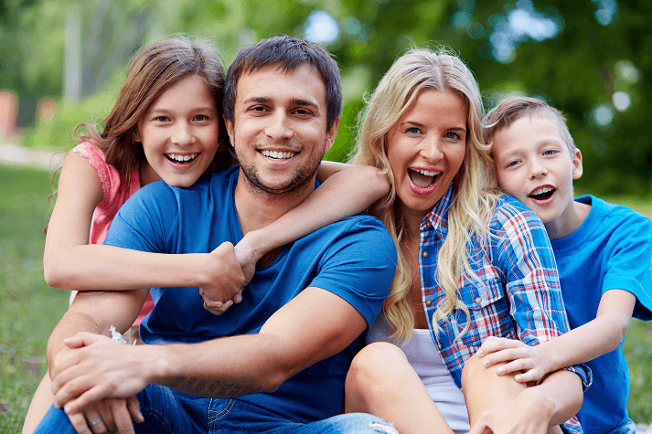 A family enjoying time outdoors together